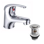 Mien | Mono Basin Mixer Tap | Chrome (35mm) | with Slotted Push Button Click-Clack Basin Waste