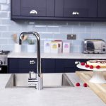 flöde Dellen | Single Lever Kitchen Sink Mixer Tap with Swivel Spout | Square Neck Design | Polished Chrome Finish