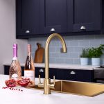 flöde Hammerfest | Dual Lever Kitchen Sink Mixer Tap with Swivel Spout | Brushed Brass Finish